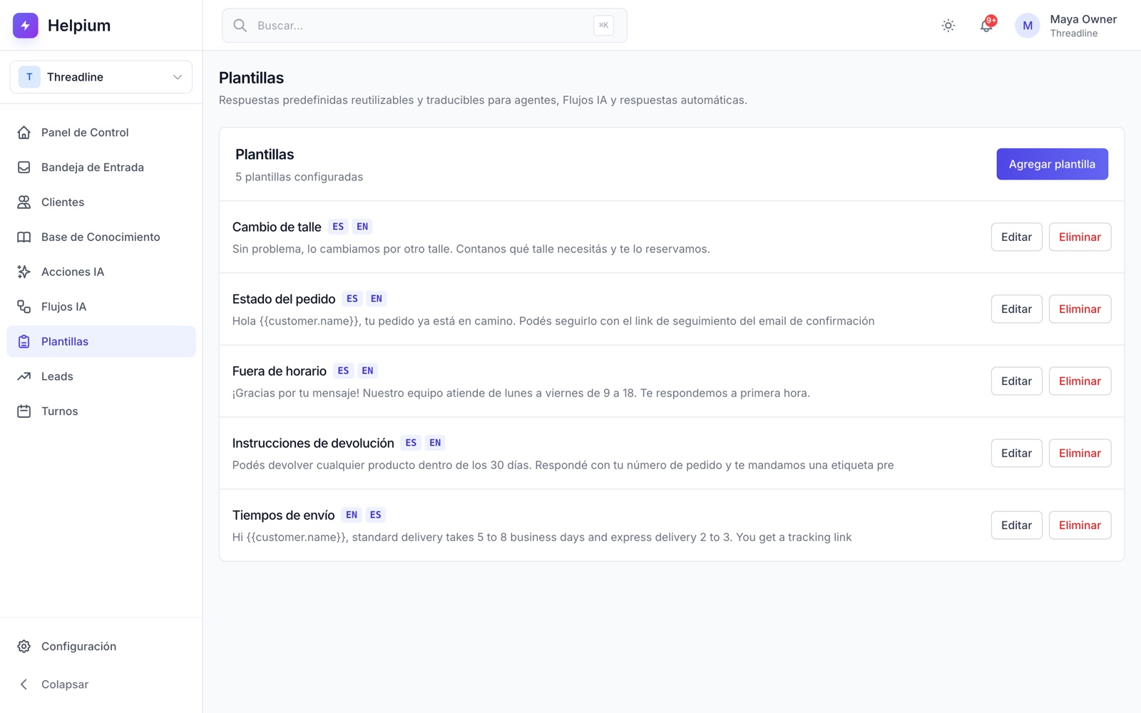 Respondé más rápido con plantillas